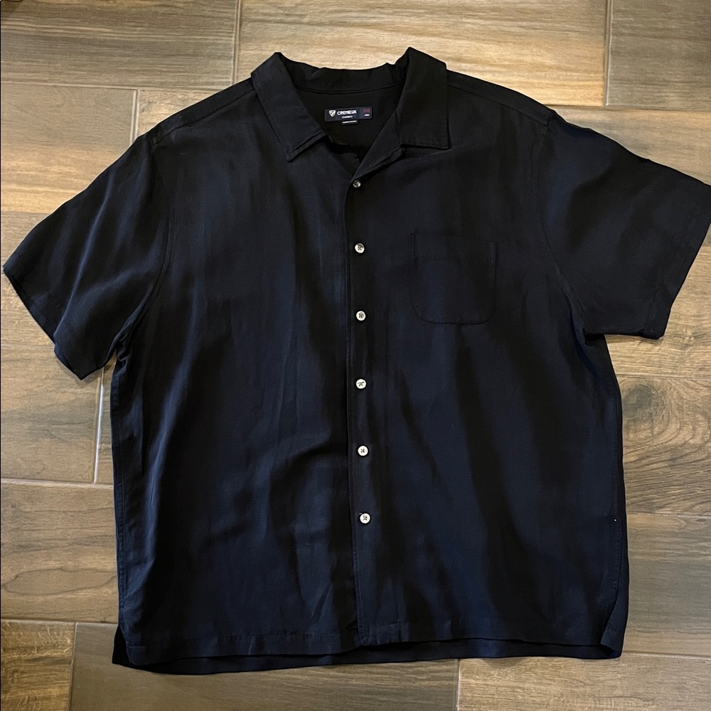 Cremieux Men's Black Silk Short Sleeve Shirt